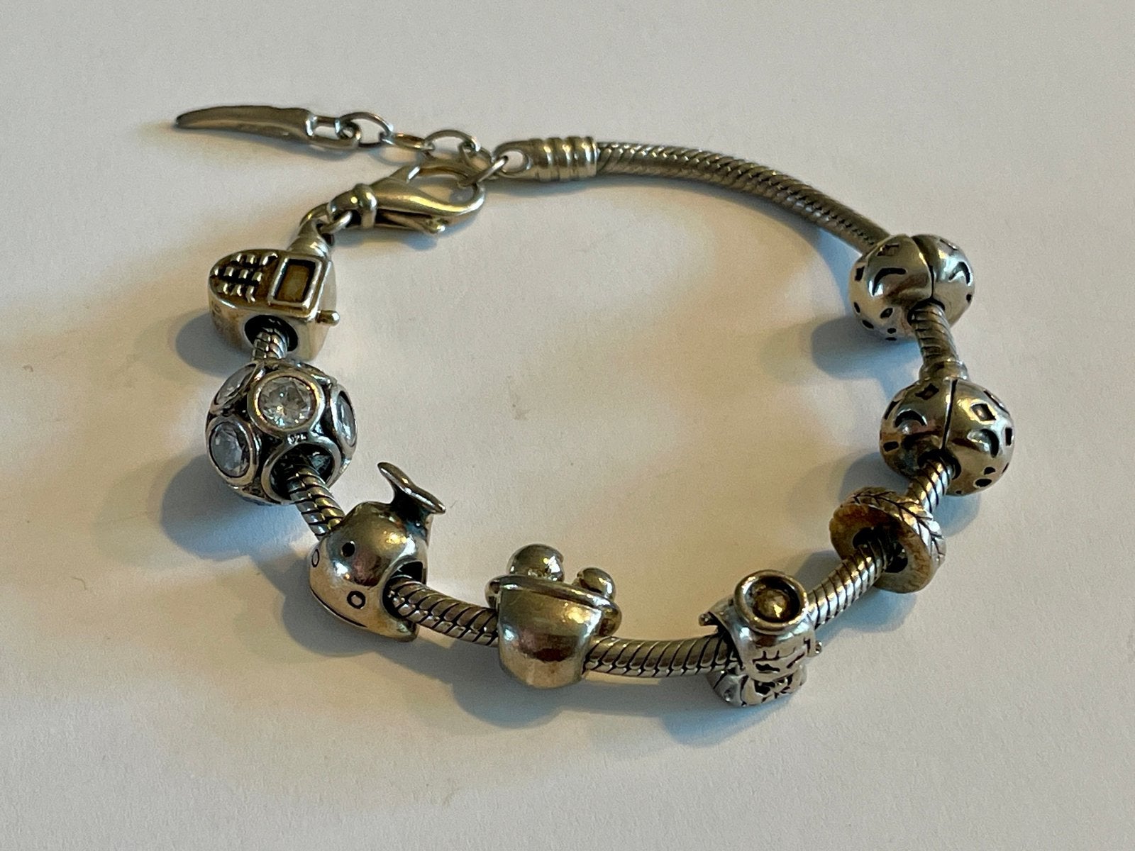 Prachtige Bacio 925 sterling zilveren armband bedels stopper, Ophalen of Verzenden, Zo goed als nieuw, Zilver, Met bedels of kralen