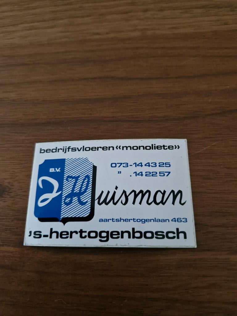 8087 Vintage Sticker: Bedrijfsvloeren "Monoliete" Huisman, Verzamelen, Ophalen of Verzenden