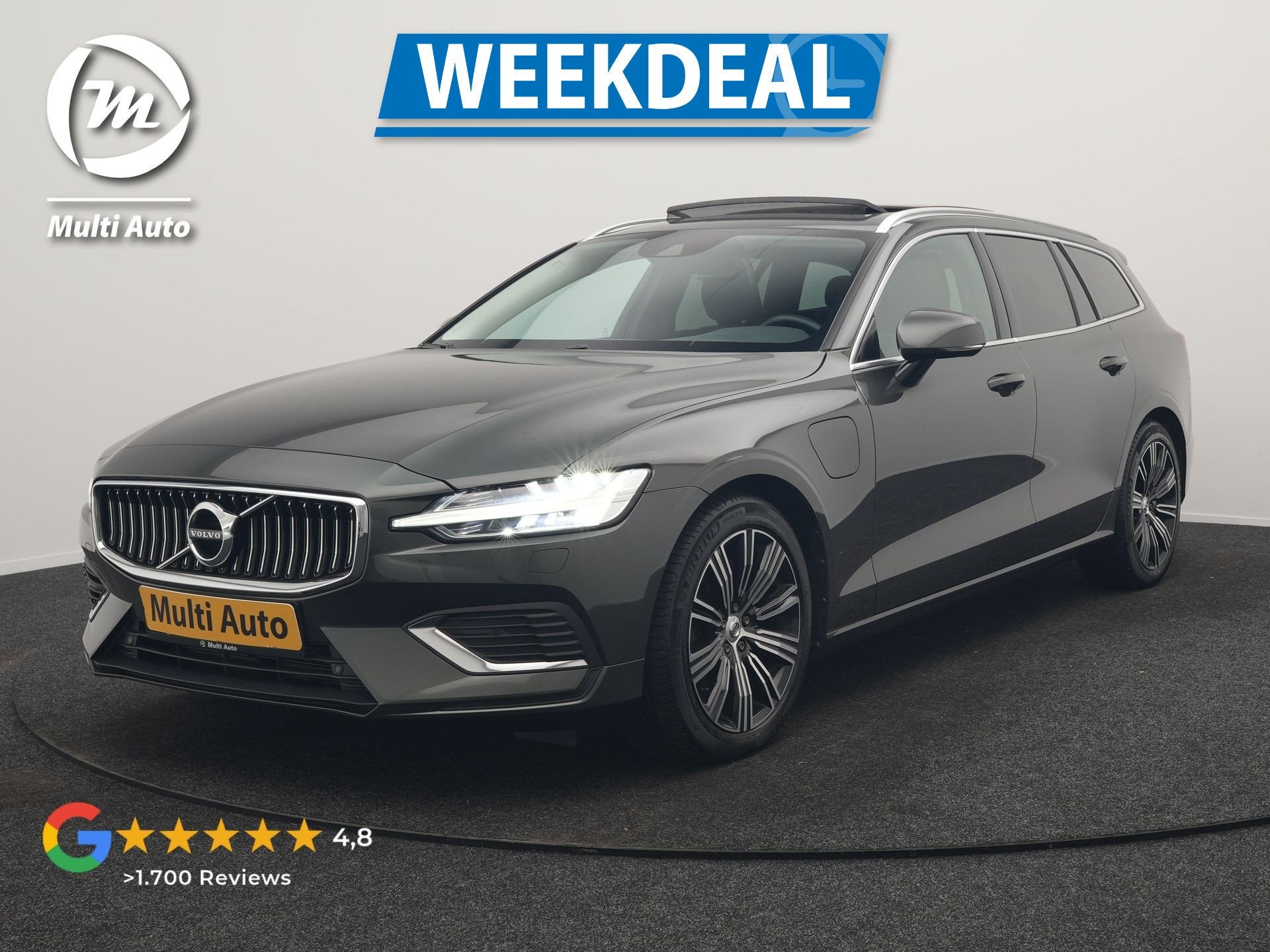 Volvo V60 T6 Recharge AWD Inscription PHEV 340pk | Panodak |, Auto's, Volvo, Automaat, Gebruikt, Zwart, 4 cilinders