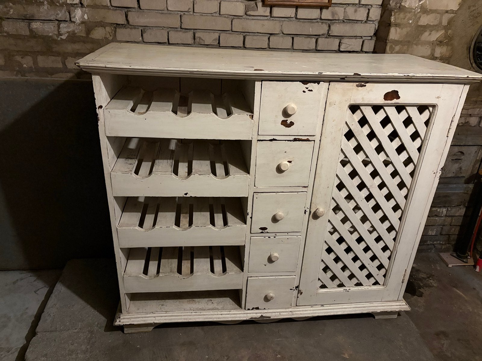 Antiek Brocante Wijnrek Dressoir met Lades, Ophalen