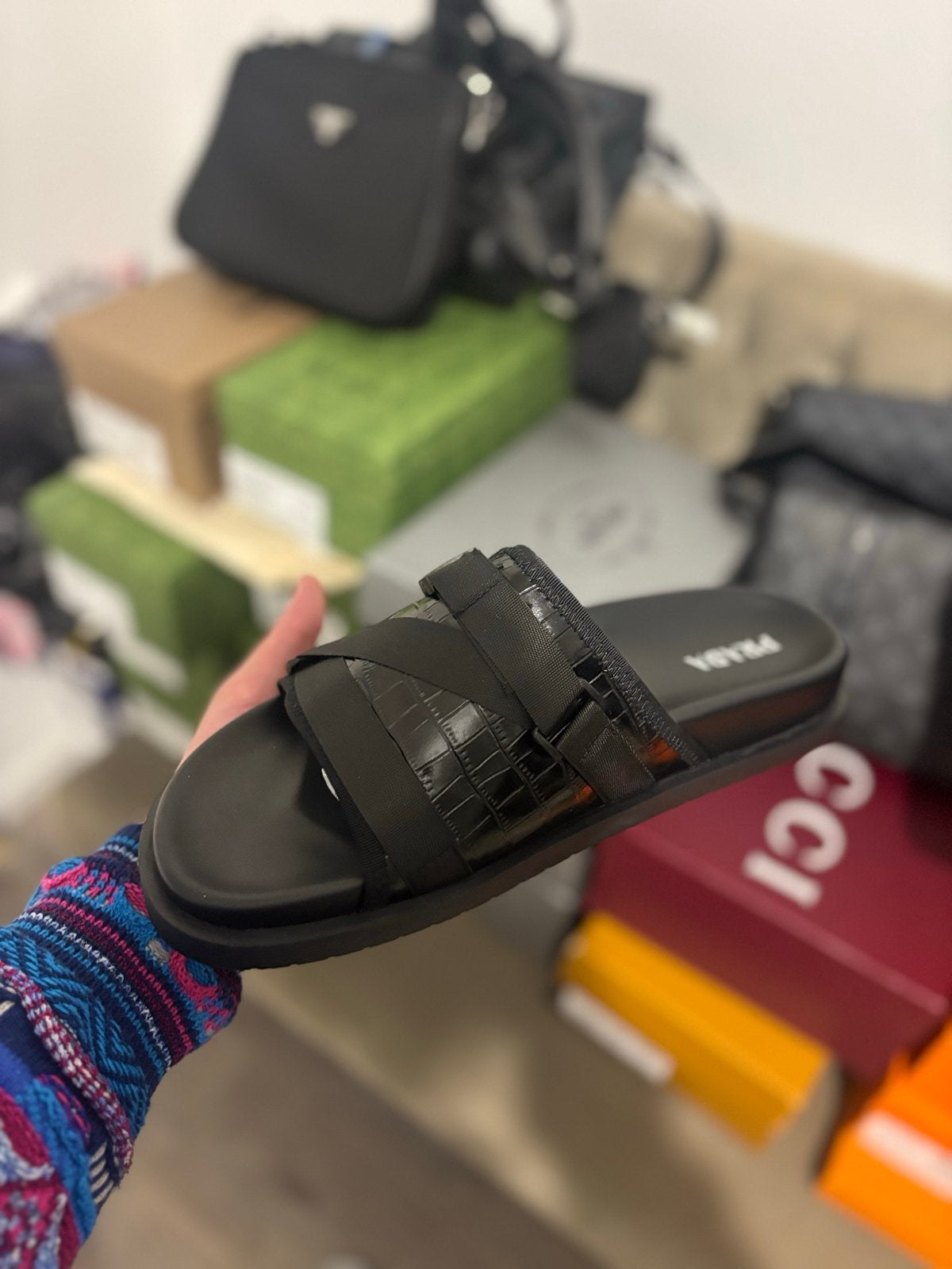 Prada Heren Slippers Zwart - Nieuw, Ophalen of Verzenden, Nieuw, Zwart, Slippers