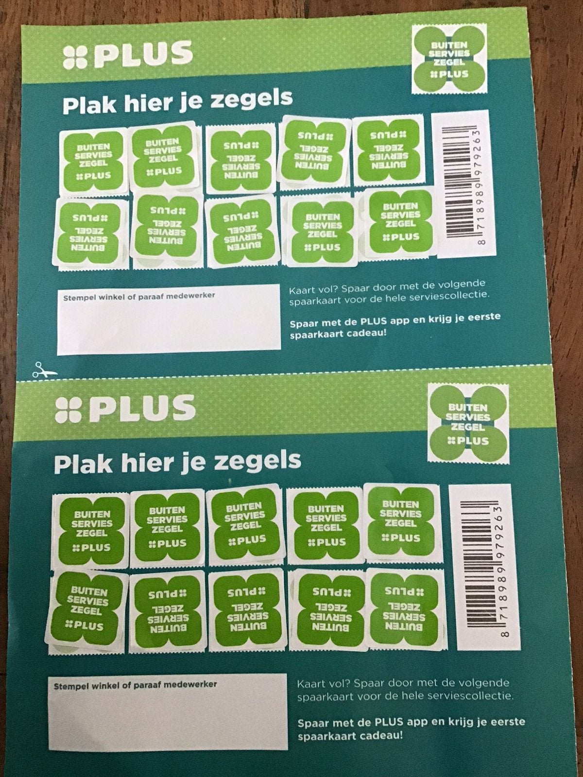 2 volle kaarten van de Plus voor Mepal buitenservies, Ophalen of Verzenden, Winkel, Super of Benzinepomp, Volle spaarkaart
