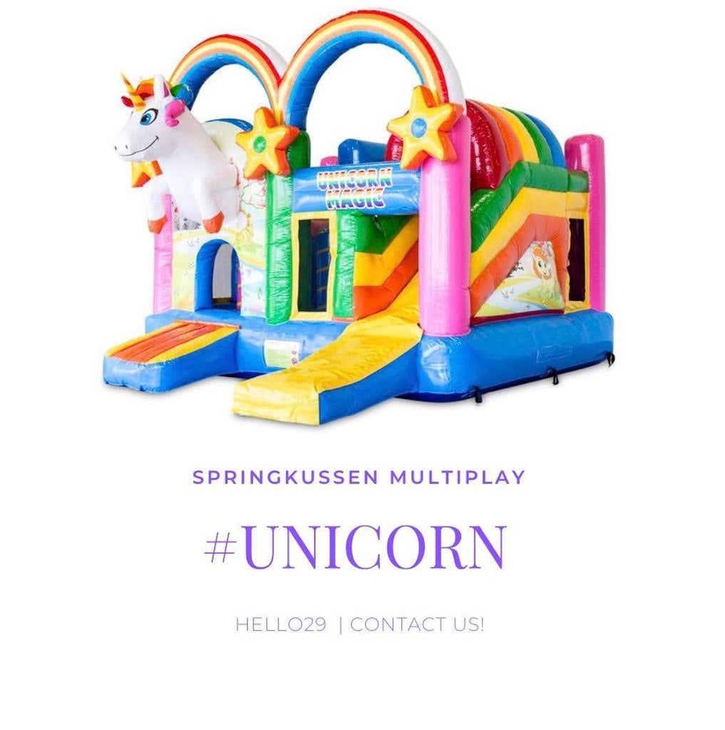 SPRINGKUSSEN MULTIPLAY UNICORN TE HUUR/VERHUUR/HUREN!, Ophalen, Zo goed als nieuw, Overige