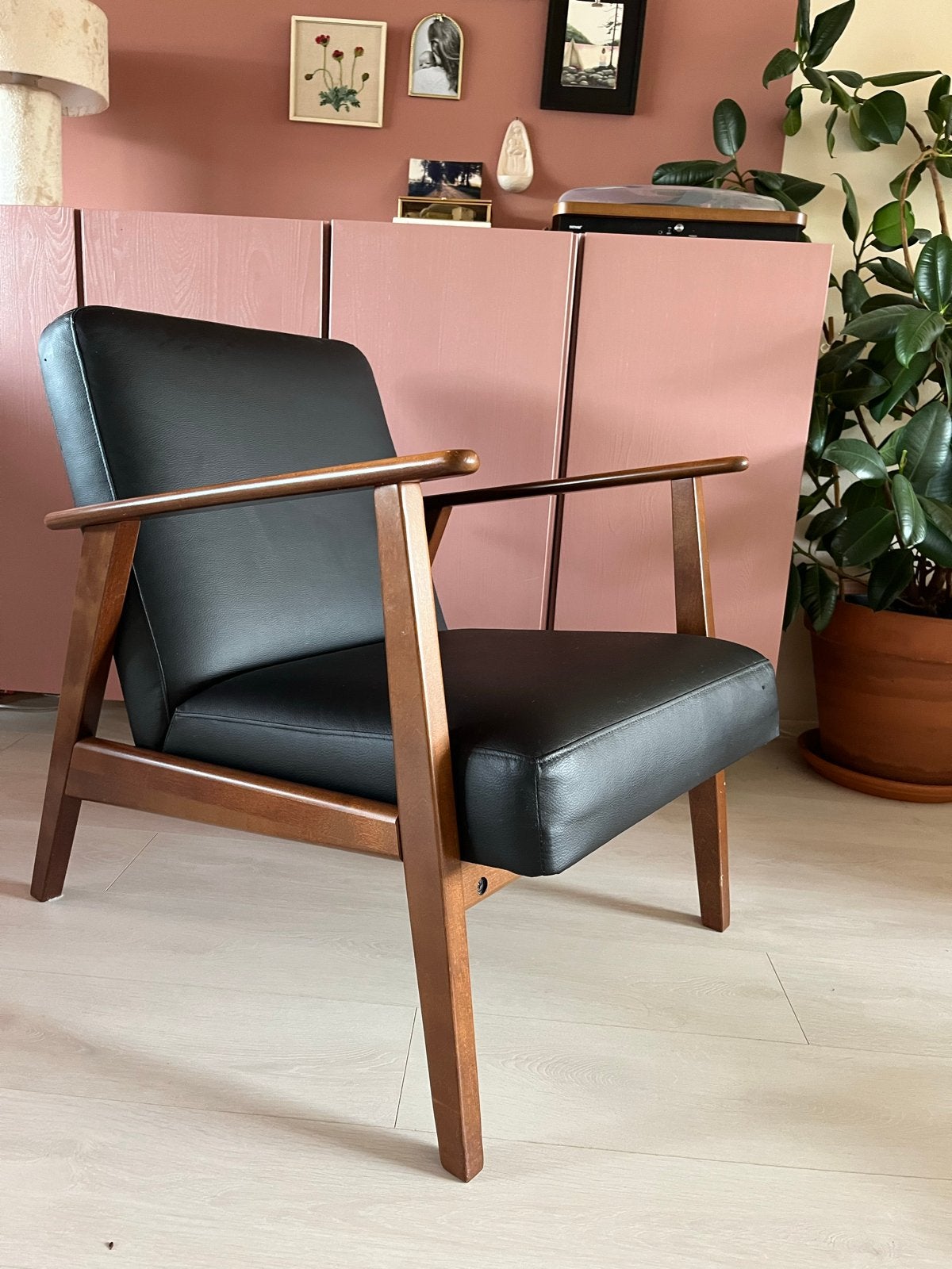 Ikea Ekenaset Fauteuil/Stoel - Zwart met Bruin, Ophalen, Gebruikt, 75 tot 100 cm, 50 tot 75 cm