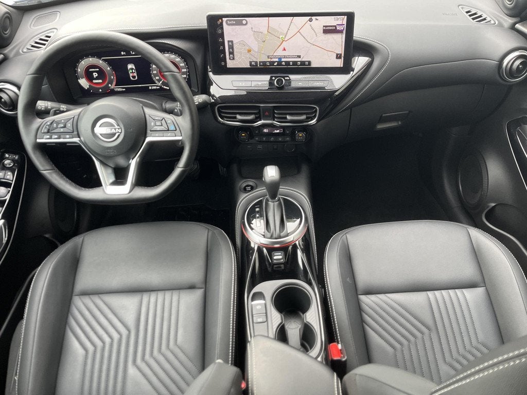 Nissan Juke 1.0 DIG-T Tekna Automaat / Dode Hoek Detectie /, Auto's, Nissan, Euro 6, Leder en Stof, Wit, 3 cilinders