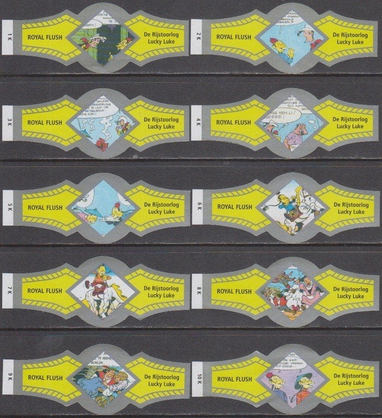 Sigarenbanden Lucky Luke De Rijstoorlog, Royal Flush 1K-10K, Ophalen of Verzenden, Nieuw, Sigarenbandjes