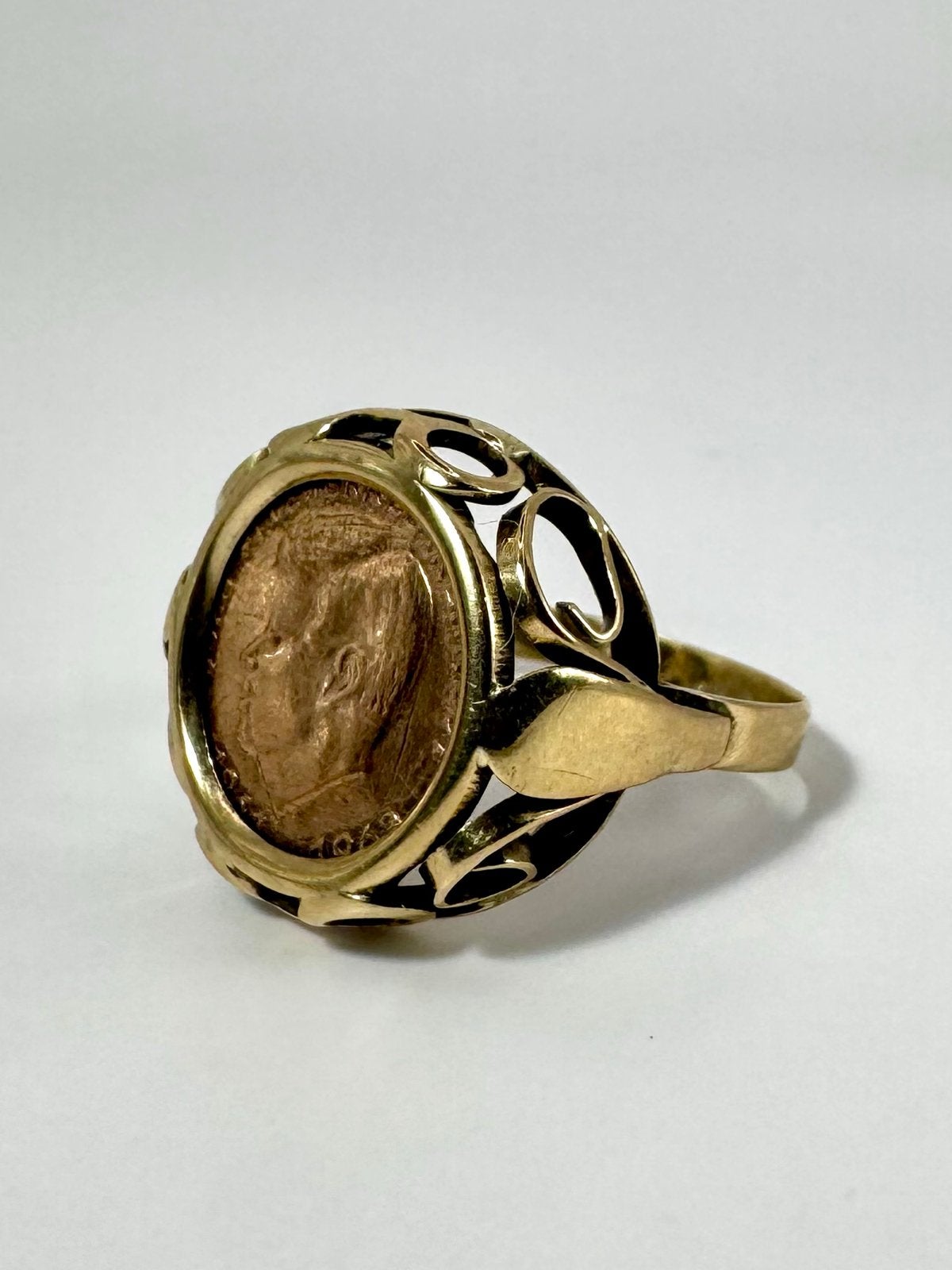 Gouden ring met Kennedy munt, Gebruikt, Verzenden, 17 tot 18, Dame of Heer