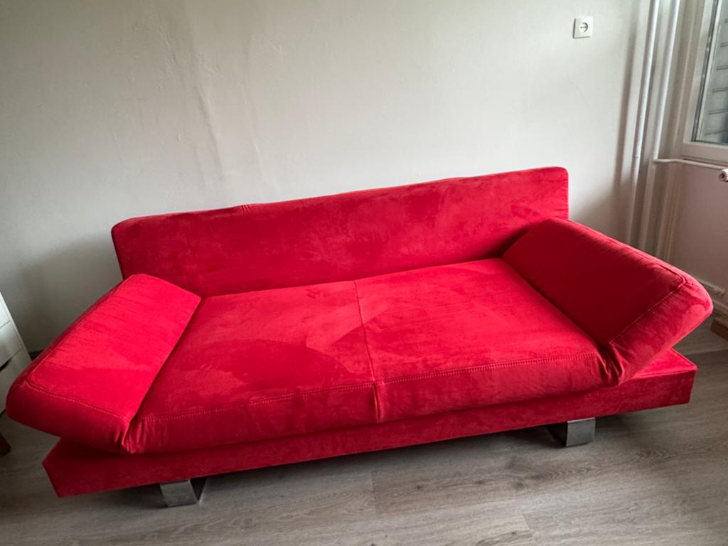 Slaapbank rood tweepersoons, Ophalen, 100 cm, Tweepersoons, Zo goed als nieuw