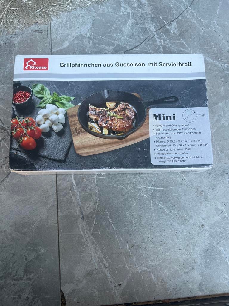 Kitease Gietijzeren Grillpan met Serveerplank - Mini, Ophalen, Nieuw