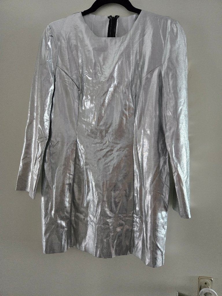 Flower Power, Disco Zilveren blouse / jurk, Kleding | Dames, Ophalen of Verzenden, Nieuw, Maat 42/44 (L), Carnaval