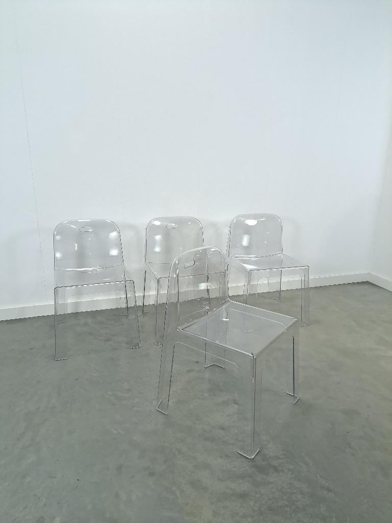 Set Plexiglas stoelen Trono by Sottsass Associati Italy, Kunststof, Gebruikt, Overige kleuren, Ophalen of Verzenden