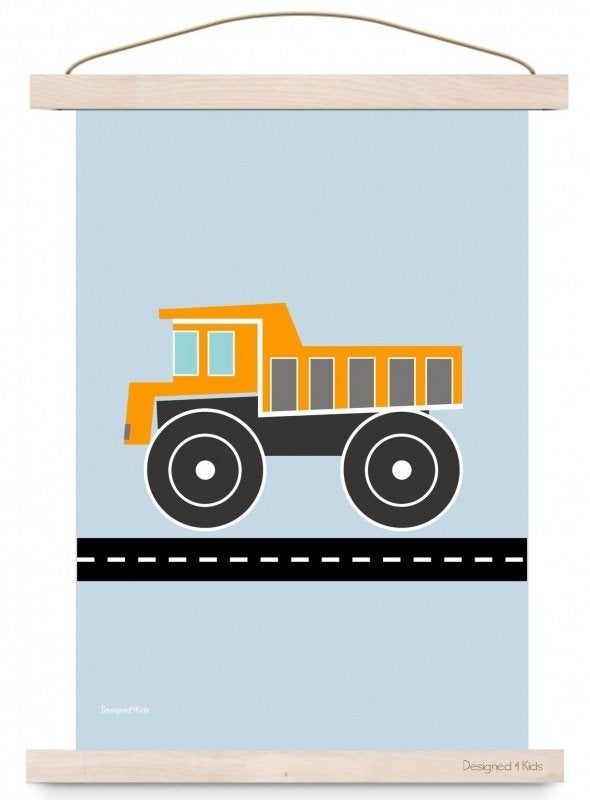 Kinderposter Poster Truck Kiepwagen A3 Designed4kids, Rechthoekig Staand, Nieuw, Ophalen of Verzenden, A1 t/m A3