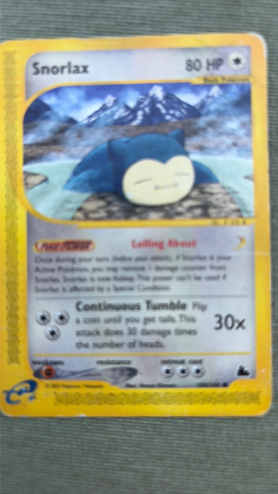 Pokemon Snorlax 100/144 Skyridge beschadigd zie foto’s, Ophalen of Verzenden, Zo goed als nieuw