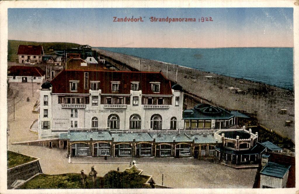 Zandvoort - Hotel Groot Badhuis - Strandpanorama, Ophalen of Verzenden, 1920 tot 1940, Gelopen, Noord-Holland