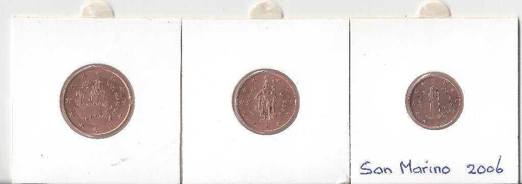 1-2 EN 5 CENT SAN MARINO 2006, Postzegels en Munten, Munten | Europa | Euromunten, Ophalen of Verzenden, San Marino, Setje