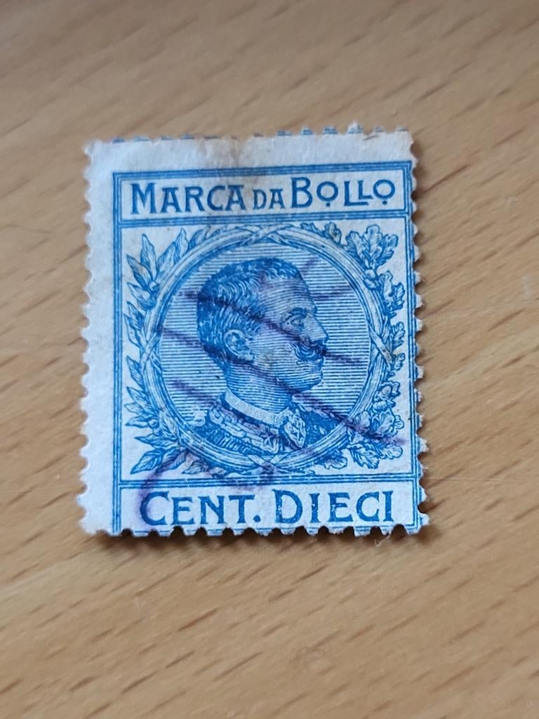 Italiaanse fiscale zegel Koning Victor Emanuel III, Ophalen of Verzenden, Gestempeld