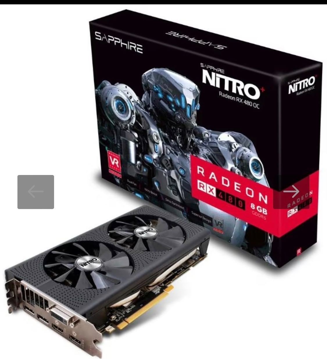 Sapphire Nitro+ Radeon RX 480 8GB – 6 stuks beschikbaar, PCI-Express 3, Gebruikt, Ophalen of Verzenden, GDDR5