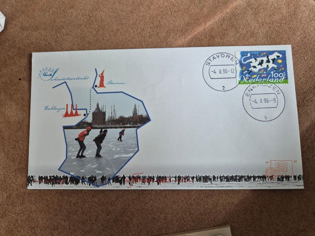Eerste dag envelopschaatstoertocht enkhuizen Stavoren 1996., Ophalen of Verzenden