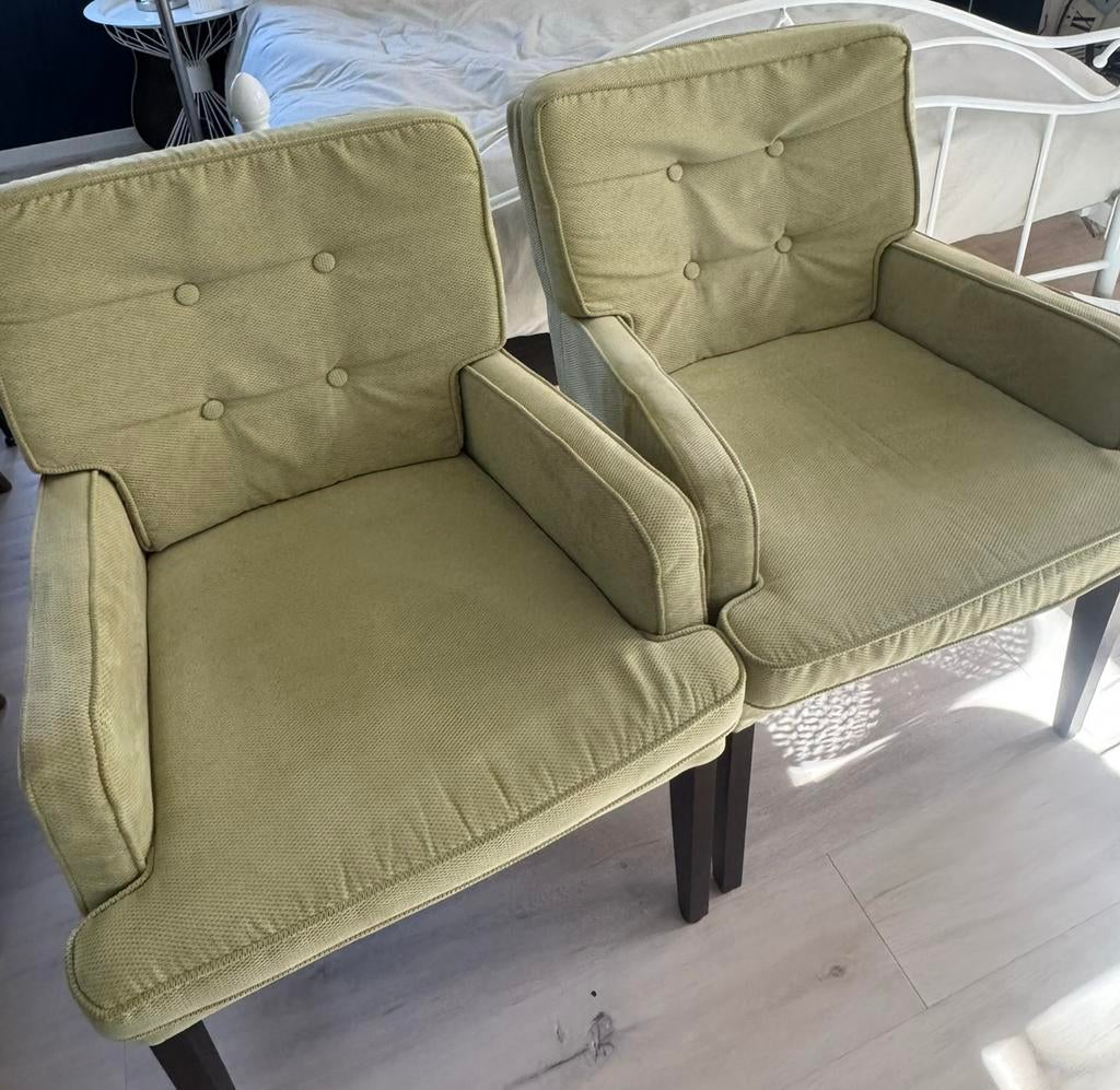 Nette groene stoelen, Huis en Inrichting, Ophalen, Twee, Overige kleuren, Zo goed als nieuw