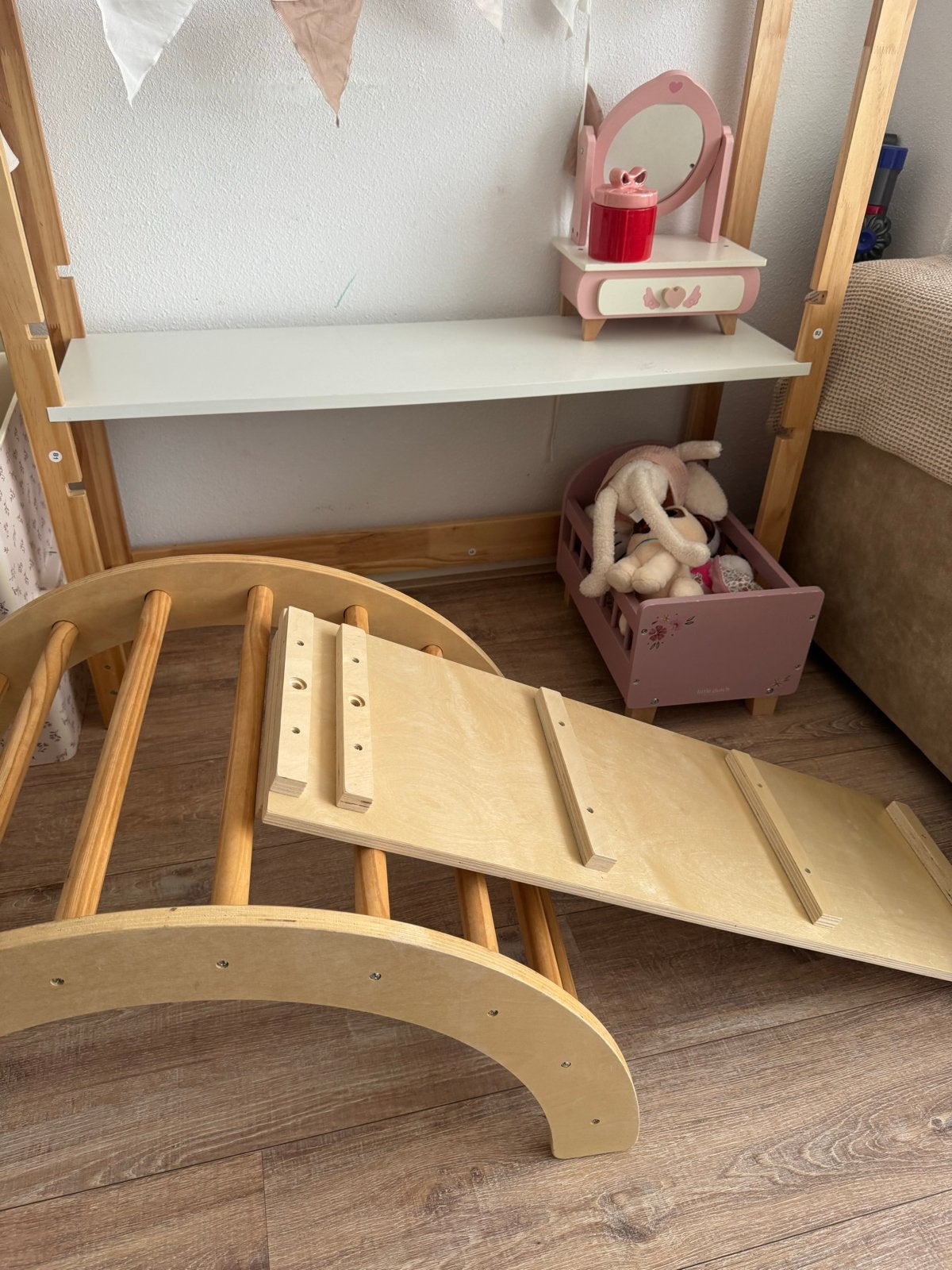 Houten klimrek/schommel met glijbaan voor kinderen, Ophalen, Gebruikt