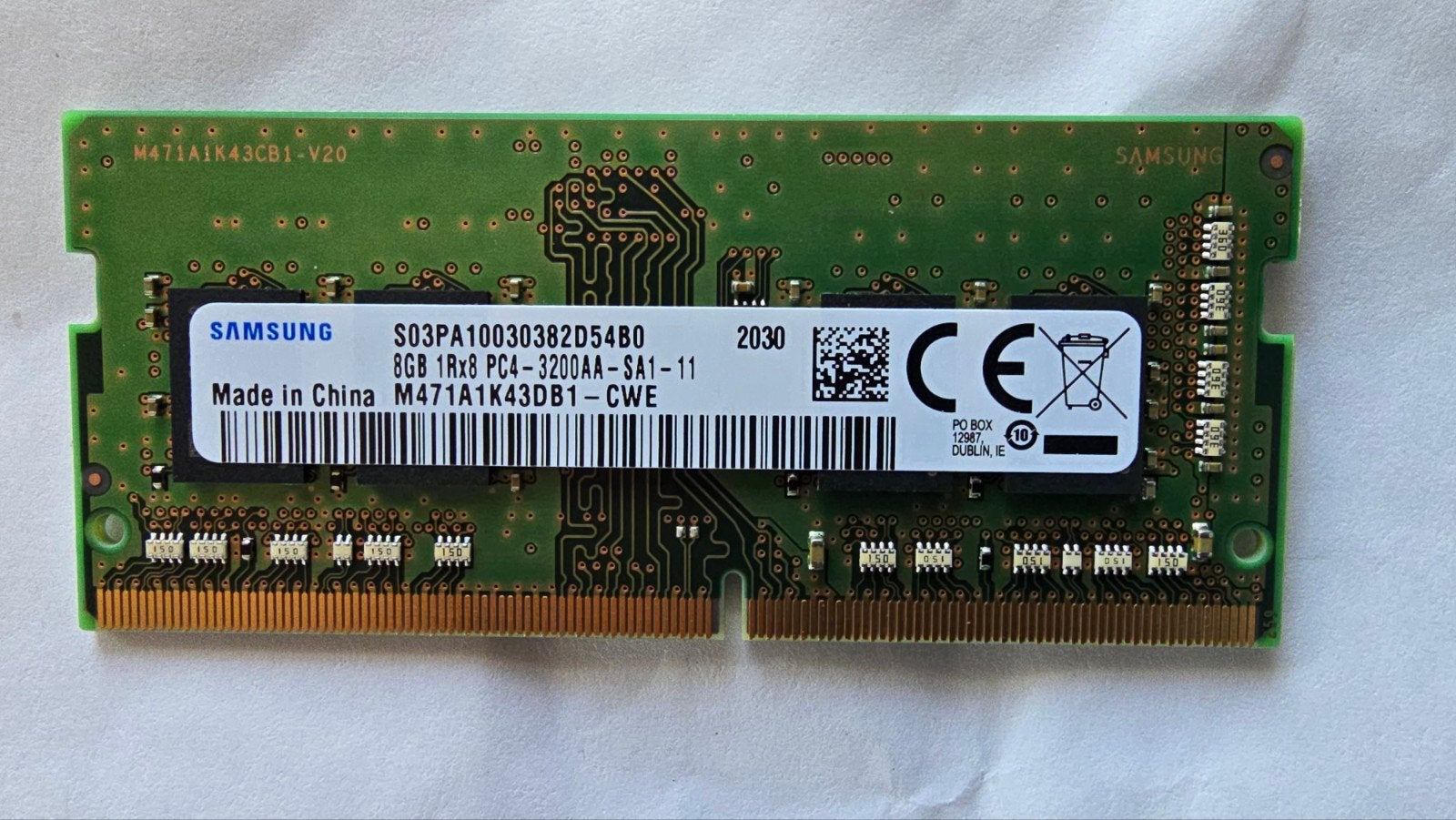Samsung 16GB (2x8GB) DDR4 RAM 3200MHz Laptop Geheugen, Computers en Software, DDR4, 8 GB, Ophalen of Verzenden, Zo goed als nieuw