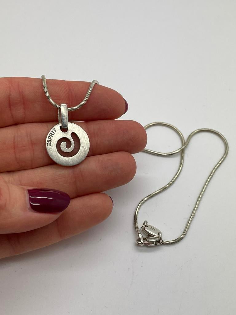 D417 Prachtige zilveren Esprit ketting met hanger, Sieraden, Tassen en Uiterlijk, Kettingen, Met hanger, Ophalen of Verzenden