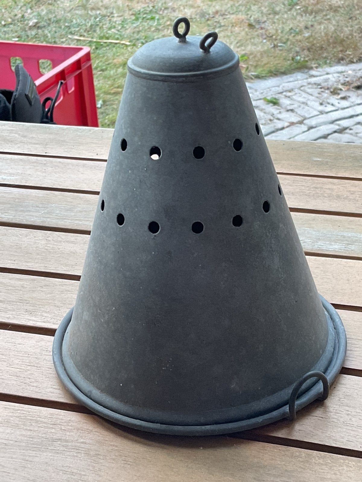 Vintage metalen kegelvormige voertrommel, Antiek en Kunst, Ophalen of Verzenden