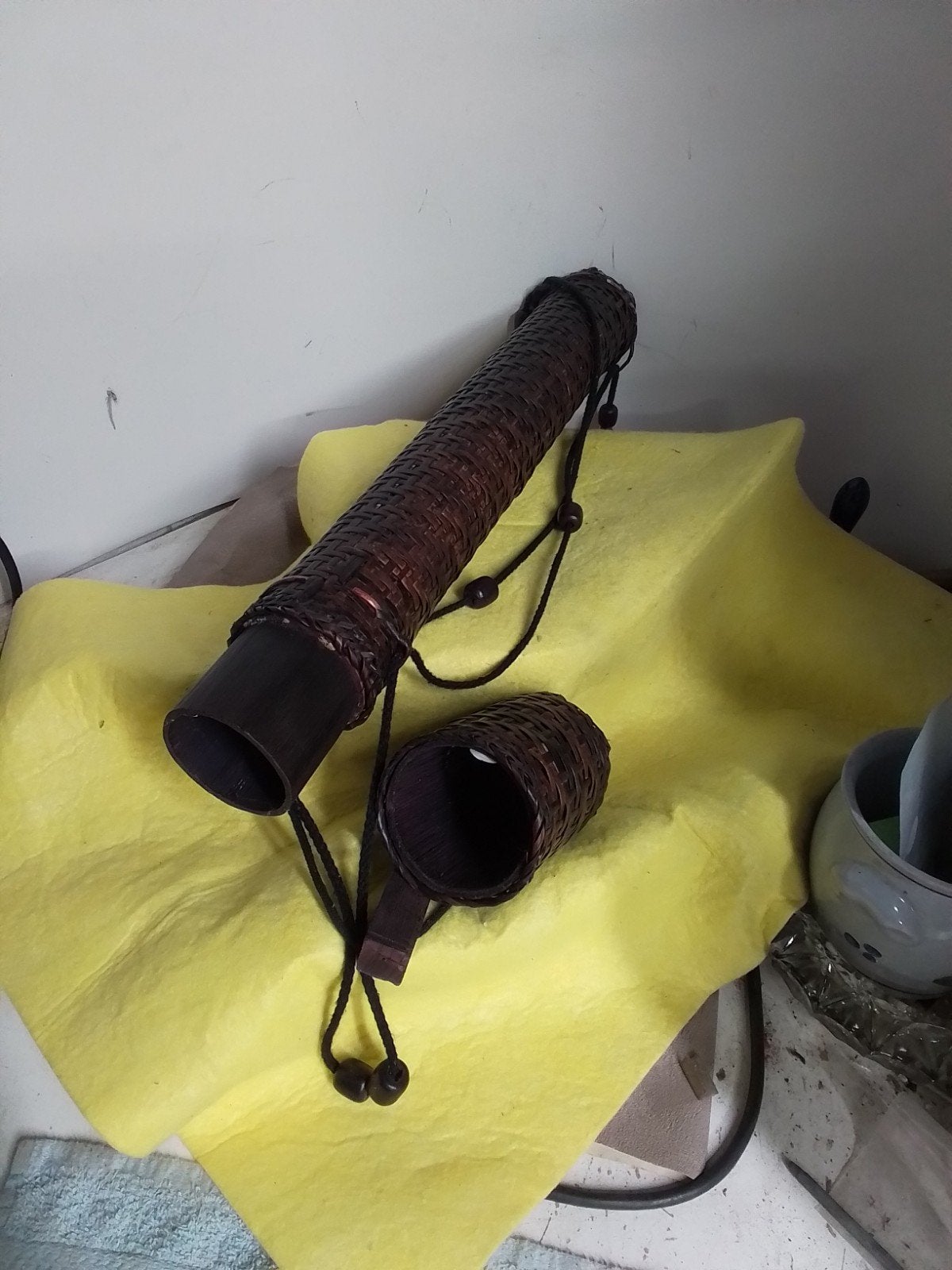 4668) antieke Japanse Senchado bamboe koker lang 52cm, Antiek en Kunst, Ophalen of Verzenden