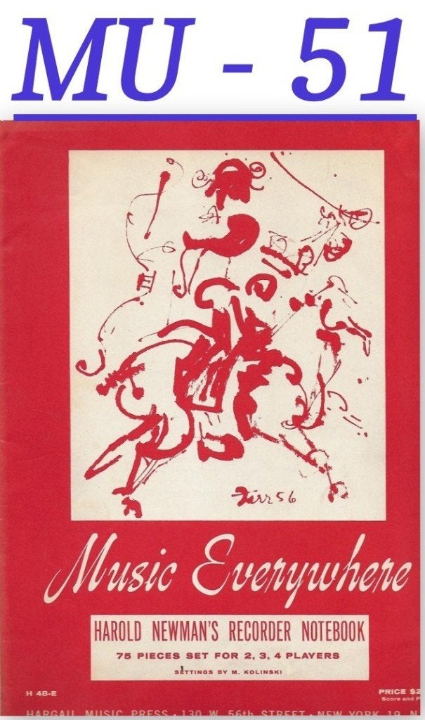 MU-51 Blokfluit bladmuziek Music everywhere - Harold Newman, Gebruikt, Klassiek, Ophalen of Verzenden, Blokfluit