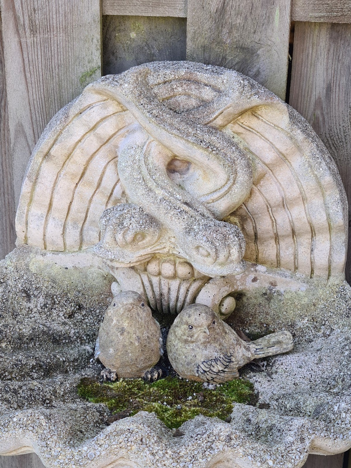 Vintage Tuinbeeld met Putti en Vogels - Beton, Tuin en Terras, Ophalen, Gebruikt, Beton, Mensenbeeld