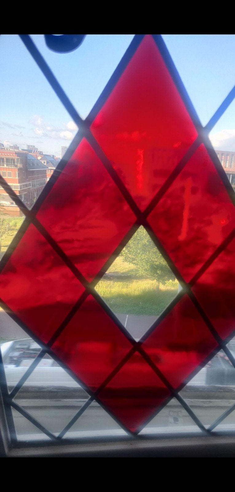 Glas in lood raam 80x55 dubbel glas, Doe-het-zelf en Verbouw, Kozijnen en Schuifpuien, Raamkozijn, Zo goed als nieuw, Inclusief glas