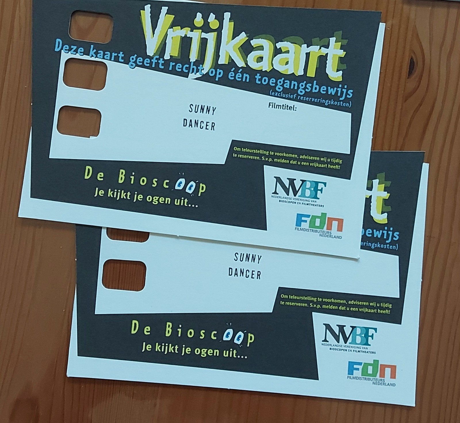 2 filmkaartjes voor Sunny Dancer, Tickets en Kaartjes, Twee personen, Comedy, Vrijkaartje specifieke film