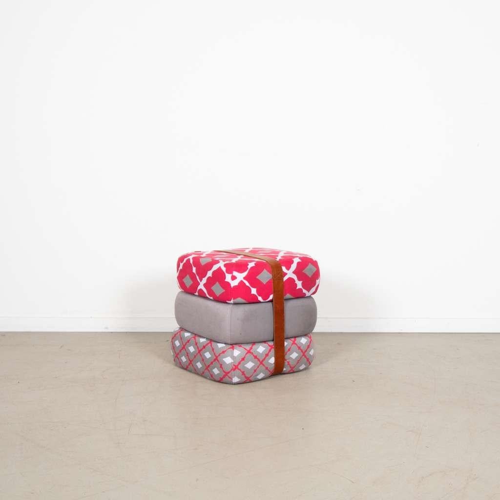 9x Fatboy Baboesjka Poef Rood/Grijs Stof (Patroon 2)
