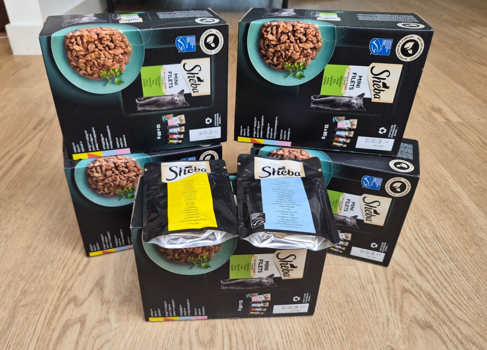 5 pakken Sheba minifilets (12x85gr), Dieren en Toebehoren, Ophalen, Kat
