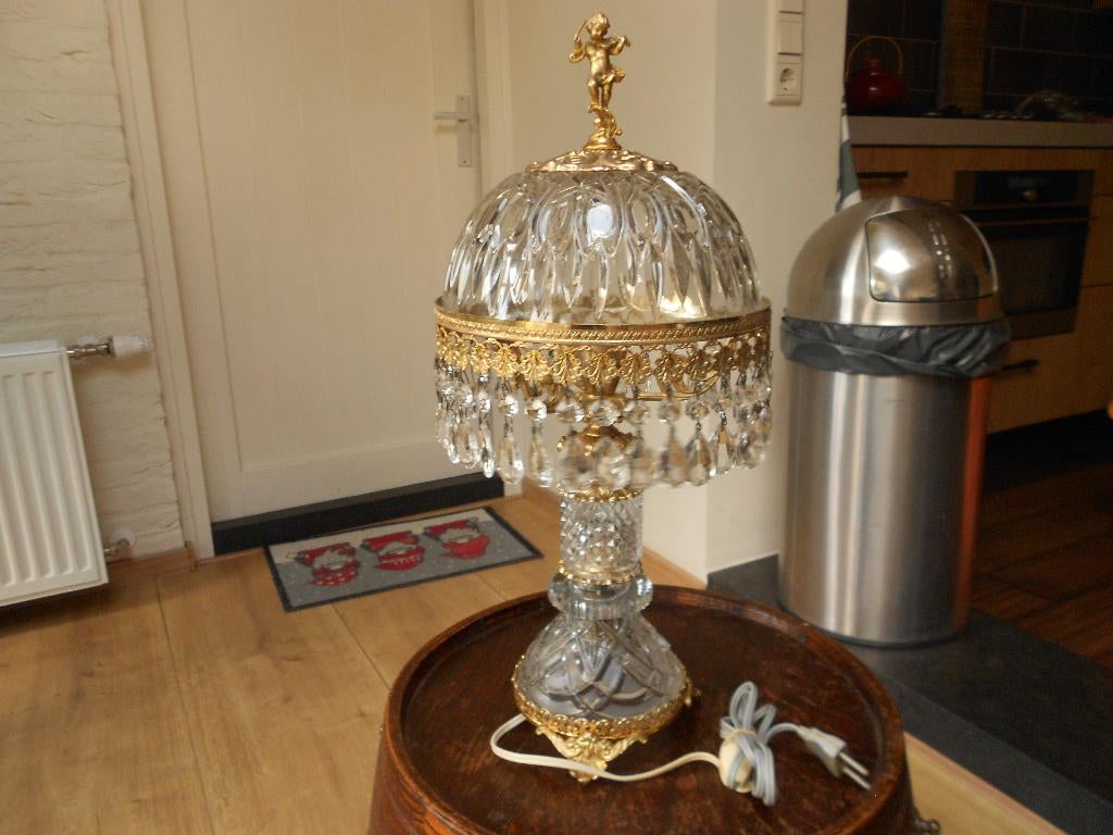 Vintage franse tafel lamp met cherubijn tafellamp, Ophalen of Verzenden