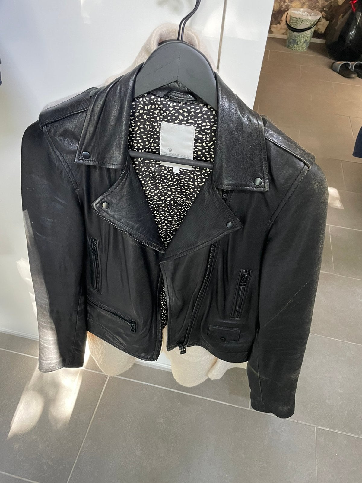 Dames jas zwart leer goosecraft mast 36, Kleding | Dames, Jasjes, Kostuums en Pakken, Zwart, Ophalen of Verzenden, Jasje, Maat 36 (S)