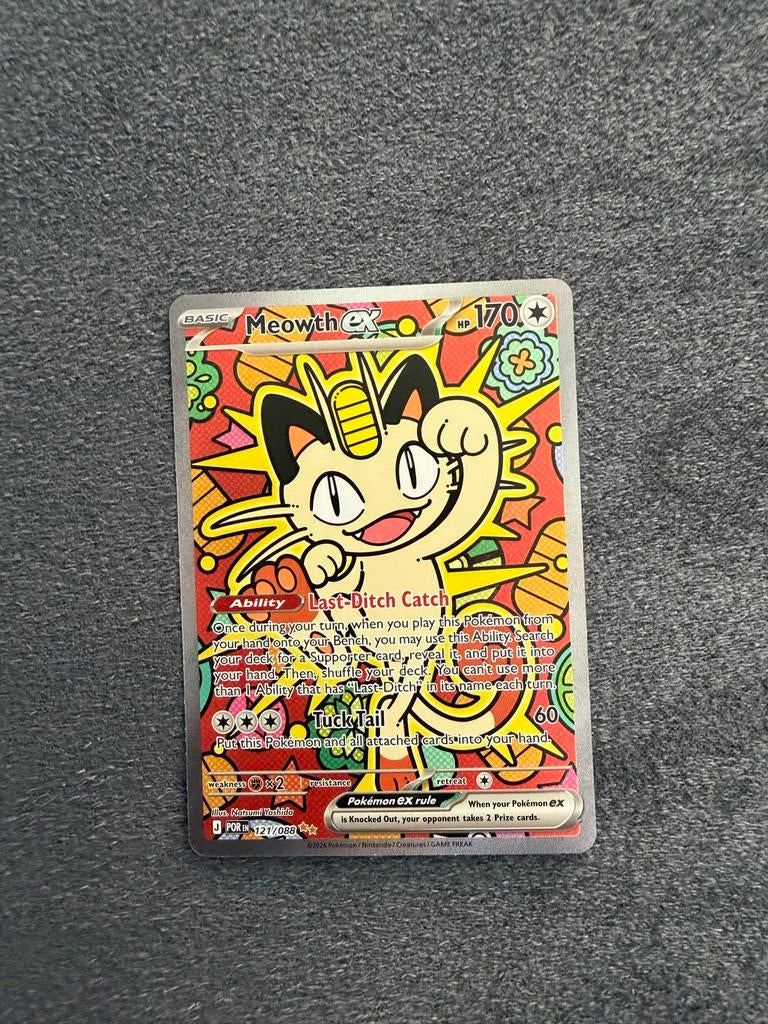 Pokémon Meowth EX Kaart, Ophalen, Zo goed als nieuw, Losse kaart
