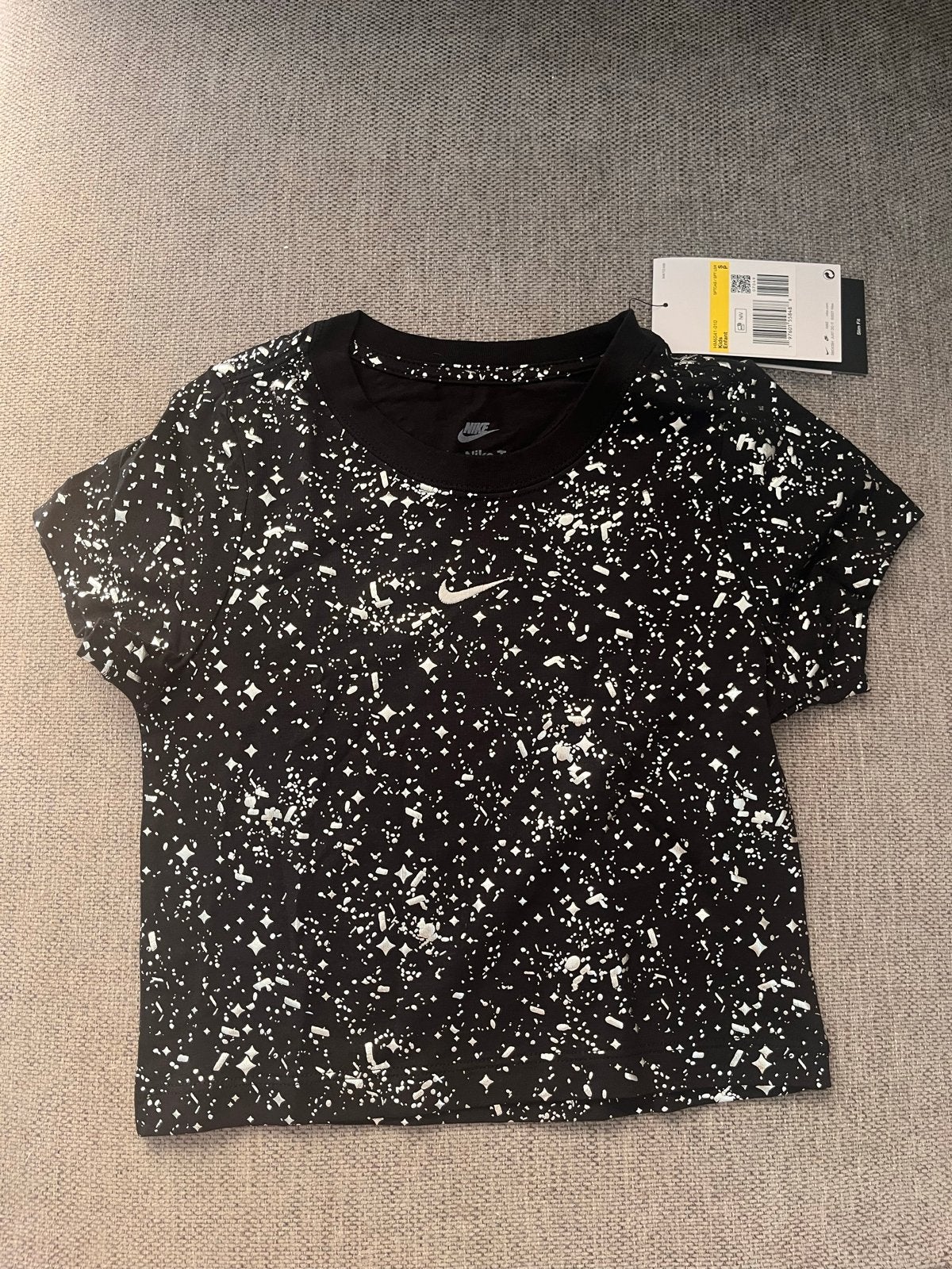 Nike The Nike Tee T-shirt Zwart met Witte Spikkels Kids, Ophalen, Nieuw, Jongen of Meisje
