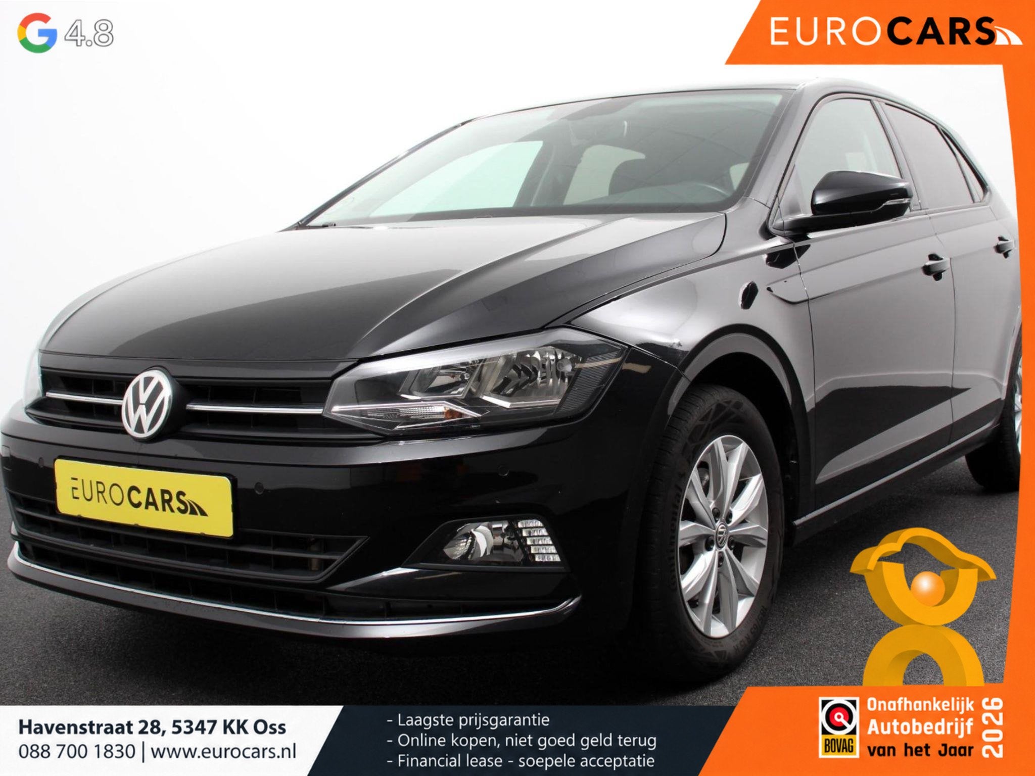 Volkswagen Polo 1.0 TSI 116pk DSG Highline Apple Carplay/And, Stof, Gebruikt, Zwart, 1095 kg