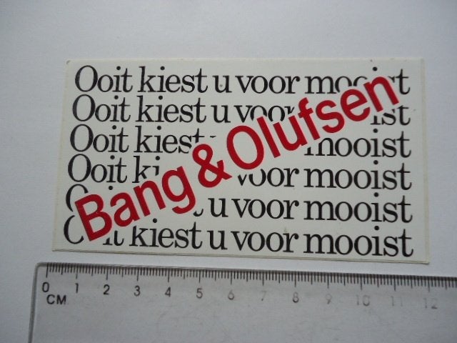 sticker oud B&O Bang Olufsen stereo hifi audio tv retro, Verzamelen, Verzenden, Zo goed als nieuw, Bedrijf of Vereniging