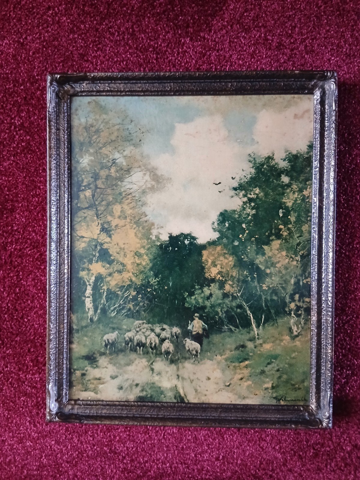 Oud schilderij met herder en schapen, Antiek en Kunst, Kunst | Schilderijen | Klassiek, Ophalen of Verzenden