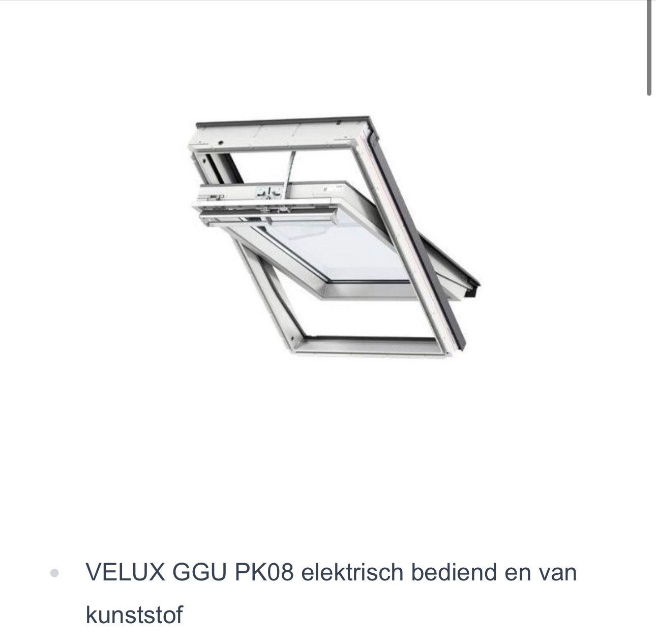 VELUX GGU PK08 elektrisch dakraam van kunststof, Doe-het-zelf en Verbouw, Ophalen, 80 tot 120 cm, 120 tot 160 cm, Zo goed als nieuw