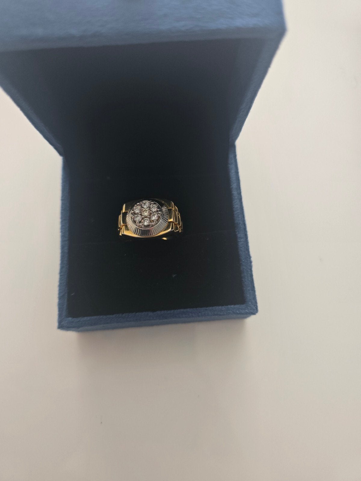 Rolex Skydweller Stijl Ring 18K Witgoud 1 Karaat Diam, Ophalen of Verzenden