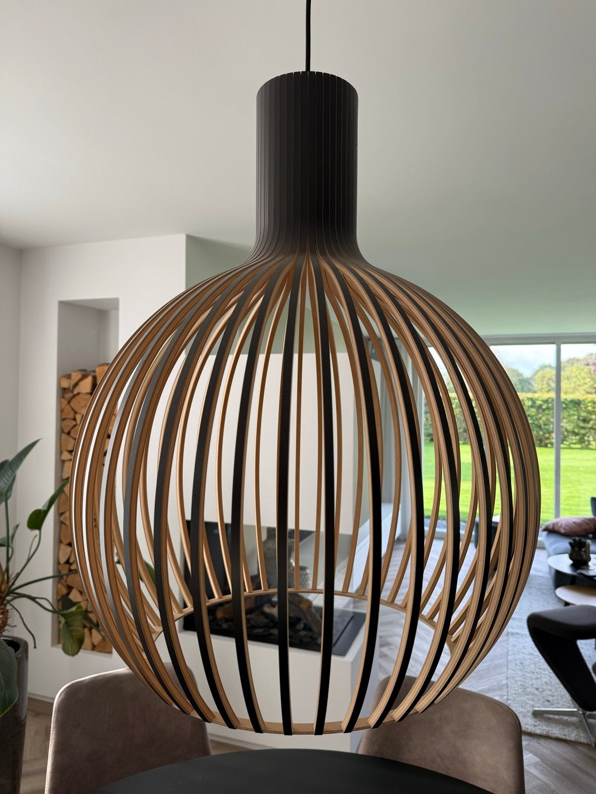 Secto Design Octo 4240 hanglamp - Zwart/Naturel, Ophalen, Zo goed als nieuw, Hout, E27 (groot)