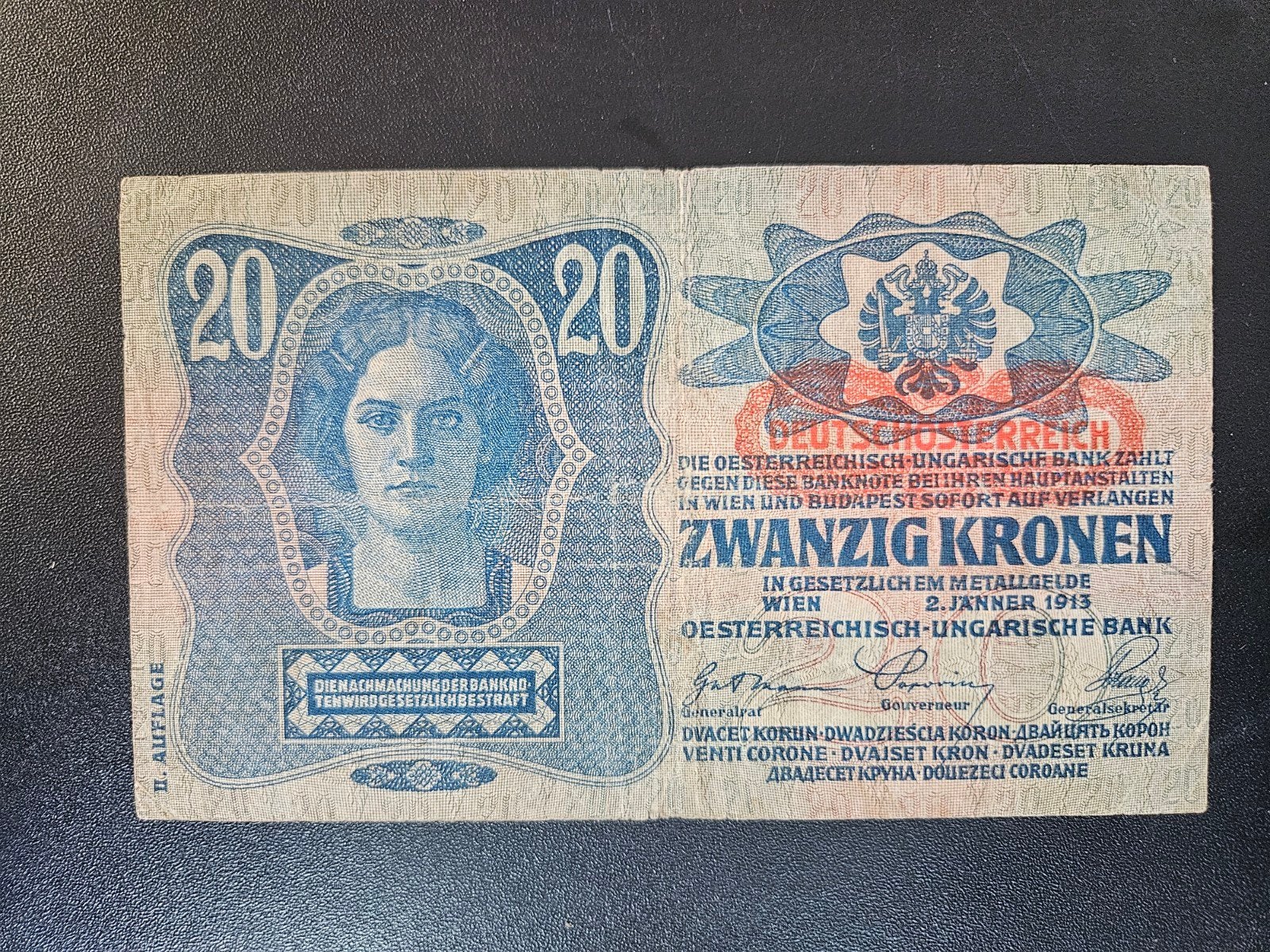 Oostenrijk pick 53a 1919 (old-date 1913), Postzegels en Munten, Bankbiljetten | Europa | Niet-Eurobiljetten, Verzenden, Oostenrijk