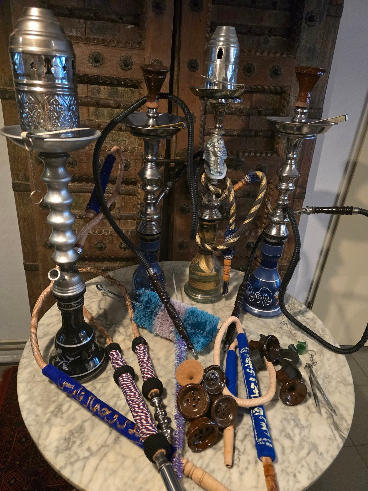 4 shisha met toebehoren, Ophalen of Verzenden