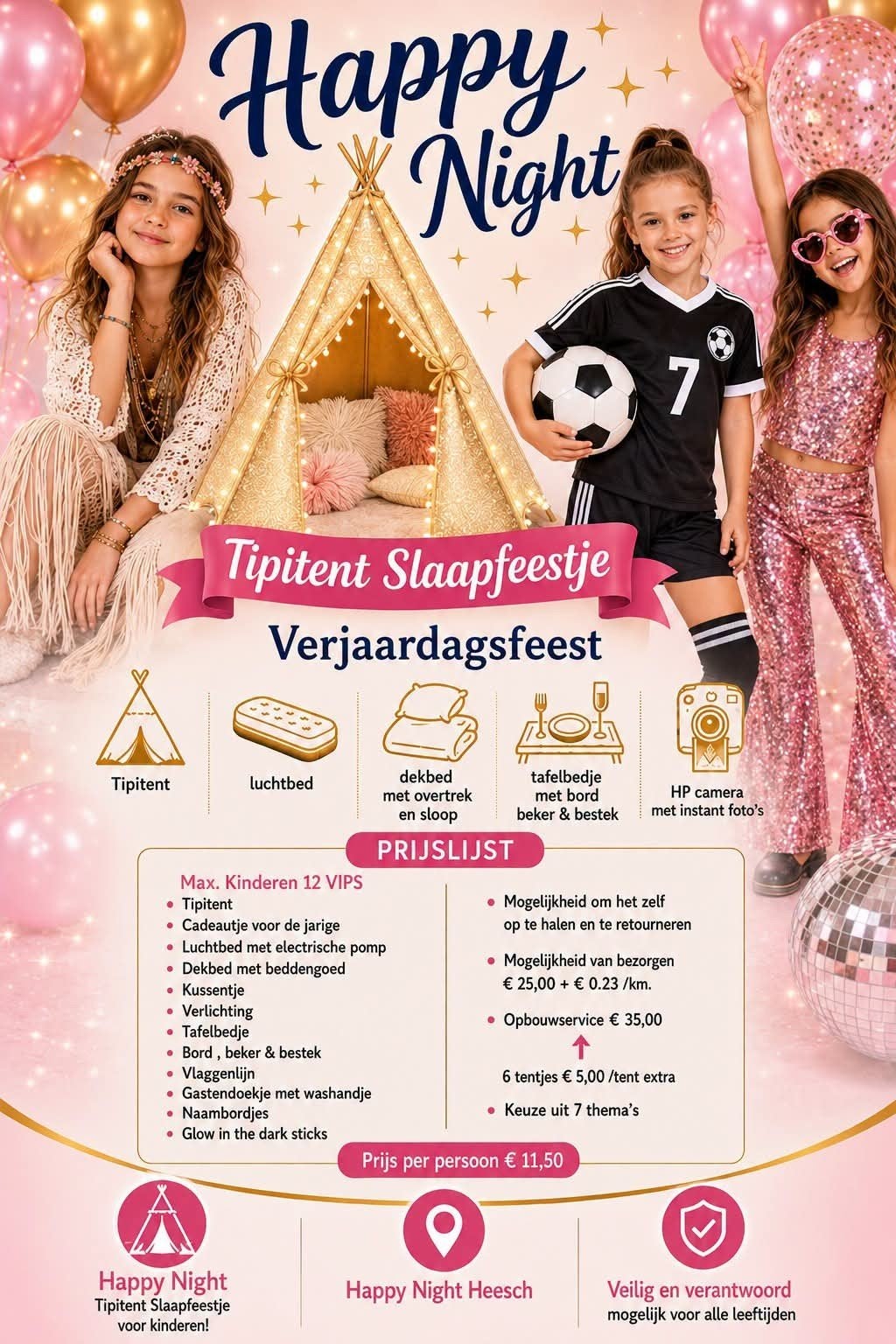 Tipitent Slaapfeestje Budgetvriendelijk !, Ophalen of Verzenden, Nieuw