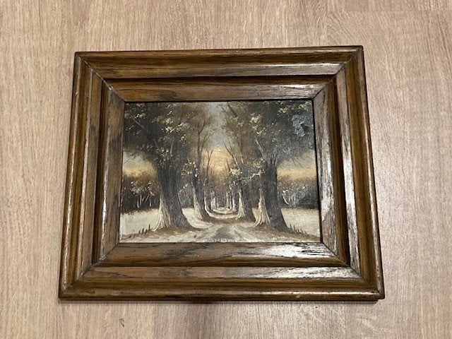 Schilderij: winterlandschap, Paneel, Ophalen of Verzenden, Landschap, Olieverf