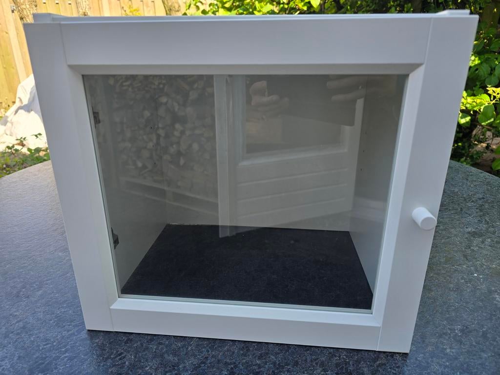 Ikea billy opzetkast met glazen deur, Ophalen, Minder dan 50 cm, Glas, Zo goed als nieuw