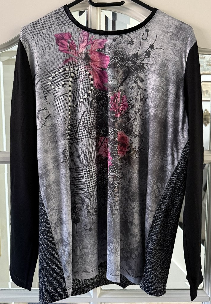 Roberto Sarto trui grijs met bloemen maat 46, Kleding | Dames, Truien en Vesten, Maat 46/48 (XL) of groter, Ophalen of Verzenden